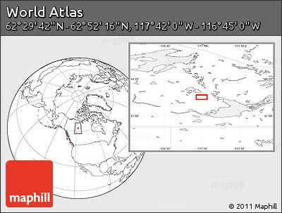 Blank Location Map of the Area around 62° 40' 59" N, 117° 13' 29" W