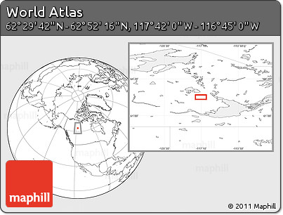 Blank Location Map of the Area around 62° 40' 59" N, 117° 13' 29" W
