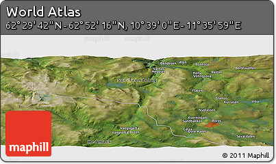 Satellite Panoramic Map of the Area around 62° 40' 59" N, 11° 7' 30" E