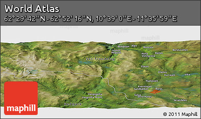 Satellite Panoramic Map of the Area around 62° 40' 59" N, 11° 7' 30" E