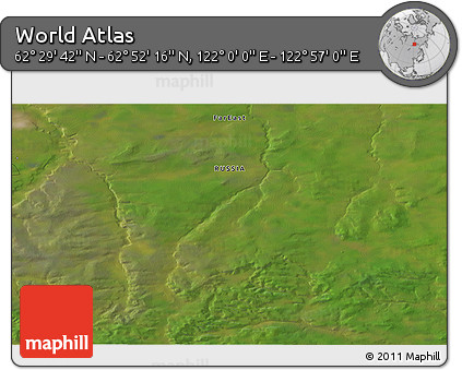 Satellite 3D Map of the Area around 62° 40' 59" N, 122° 28' 29" E