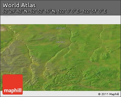 Satellite 3D Map of the Area around 62° 40' 59" N, 122° 28' 29" E