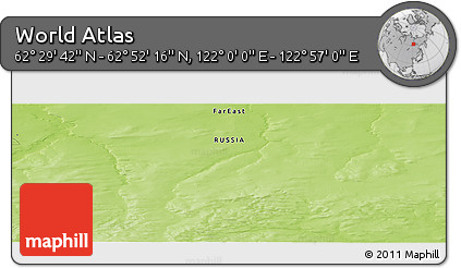 Physical Panoramic Map of the Area around 62° 40' 59" N, 122° 28' 29" E
