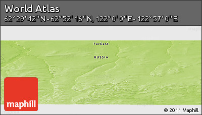 Physical Panoramic Map of the Area around 62° 40' 59" N, 122° 28' 29" E