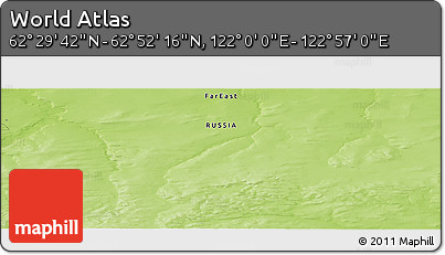 Physical Panoramic Map of the Area around 62° 40' 59" N, 122° 28' 29" E