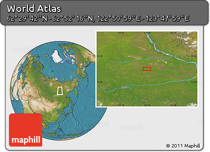 Satellite Location Map of the Area around 62° 40' 59" N, 123° 19' 29" E