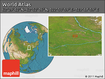 Satellite Location Map of the Area around 62° 40' 59" N, 123° 19' 29" E