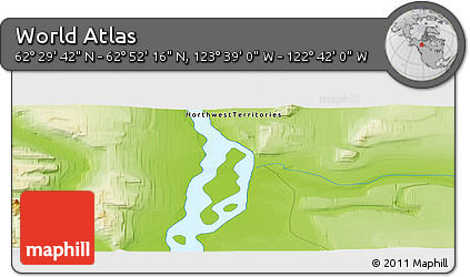 Physical Panoramic Map of the Area around 62° 40' 59" N, 123° 10' 30" W