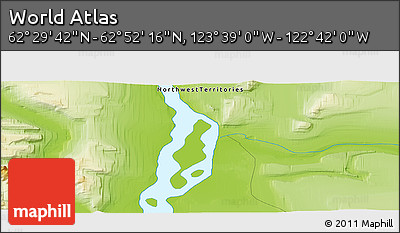 Physical Panoramic Map of the Area around 62° 40' 59" N, 123° 10' 30" W