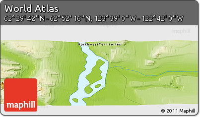 Physical Panoramic Map of the Area around 62° 40' 59" N, 123° 10' 30" W