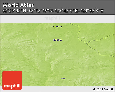 Physical 3D Map of the Area around 62° 40' 59" N, 124° 10' 30" E