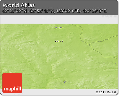 Physical 3D Map of the Area around 62° 40' 59" N, 124° 10' 30" E
