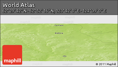 Physical Panoramic Map of the Area around 62° 40' 59" N, 124° 10' 30" E