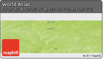 Physical Panoramic Map of the Area around 62° 40' 59" N, 124° 10' 30" E