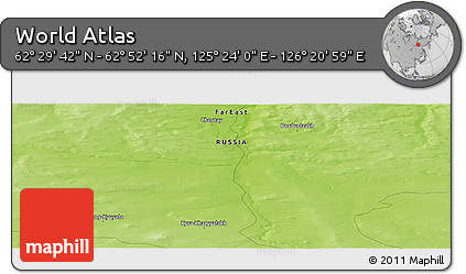 Physical Panoramic Map of the Area around 62° 40' 59" N, 125° 52' 30" E