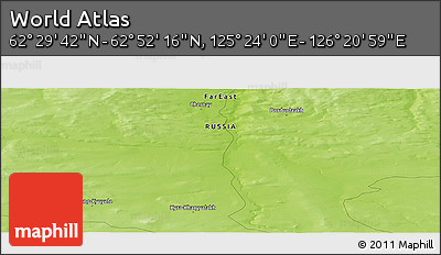 Physical Panoramic Map of the Area around 62° 40' 59" N, 125° 52' 30" E