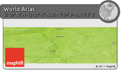 Physical Panoramic Map of the Area around 62° 40' 59" N, 127° 34' 30" E
