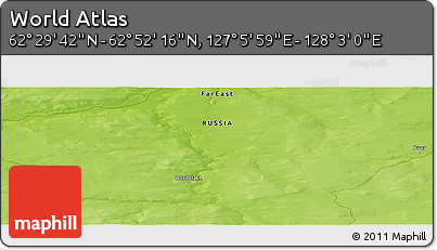 Physical Panoramic Map of the Area around 62° 40' 59" N, 127° 34' 30" E