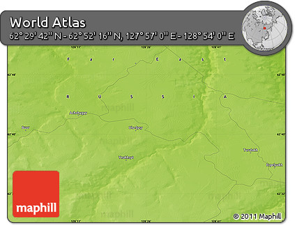 Physical Map of the Area around 62° 40' 59" N, 128° 25' 30" E