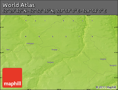 Physical Map of the Area around 62° 40' 59" N, 128° 25' 30" E