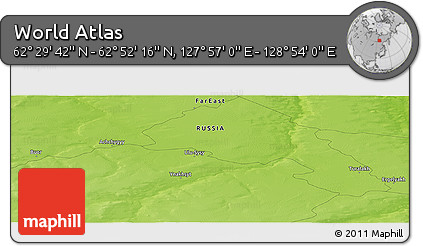 Physical Panoramic Map of the Area around 62° 40' 59" N, 128° 25' 30" E