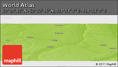 Physical Panoramic Map of the Area around 62° 40' 59" N, 128° 25' 30" E