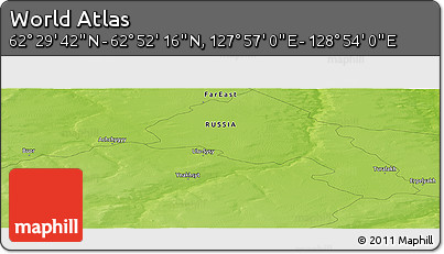 Physical Panoramic Map of the Area around 62° 40' 59" N, 128° 25' 30" E
