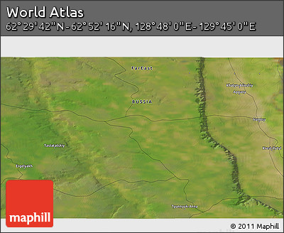 Satellite 3D Map of the Area around 62° 40' 59" N, 129° 16' 30" E