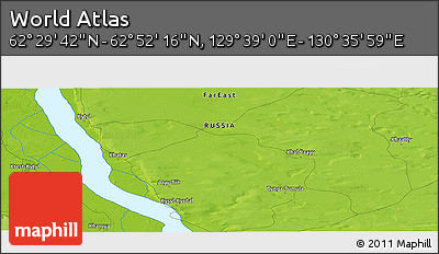 Physical Panoramic Map of the Area around 62° 40' 59" N, 130° 7' 30" E