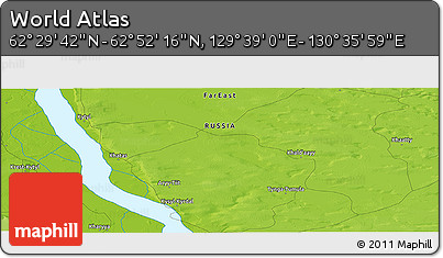 Physical Panoramic Map of the Area around 62° 40' 59" N, 130° 7' 30" E