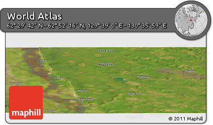 Satellite Panoramic Map of the Area around 62° 40' 59" N, 130° 7' 30" E