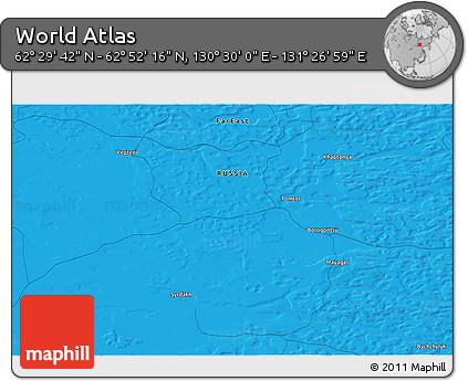 Political 3D Map of the Area around 62° 40' 59" N, 130° 58' 29" E