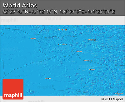 Political 3D Map of the Area around 62° 40' 59" N, 130° 58' 29" E