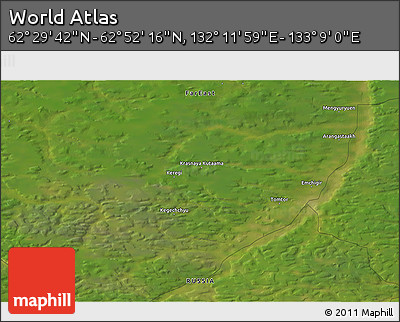 Satellite 3D Map of the Area around 62° 40' 59" N, 132° 40' 30" E