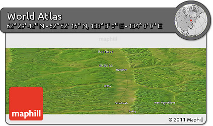 Satellite Panoramic Map of the Area around 62° 40' 59" N, 133° 31' 30" E