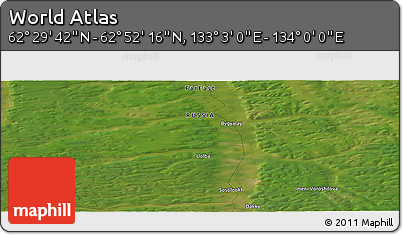 Satellite Panoramic Map of the Area around 62° 40' 59" N, 133° 31' 30" E