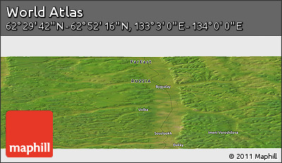 Satellite Panoramic Map of the Area around 62° 40' 59" N, 133° 31' 30" E
