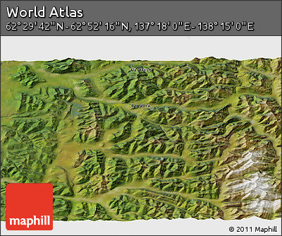 Satellite 3D Map of the Area around 62° 40' 59" N, 137° 46' 30" E