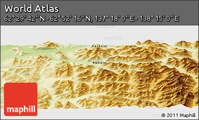 Physical Panoramic Map of the Area around 62° 40' 59" N, 137° 46' 30" E