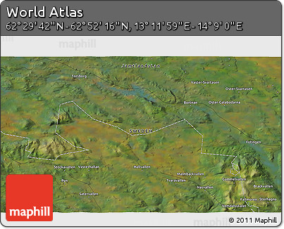 Satellite 3D Map of the Area around 62° 40' 59" N, 13° 40' 30" E