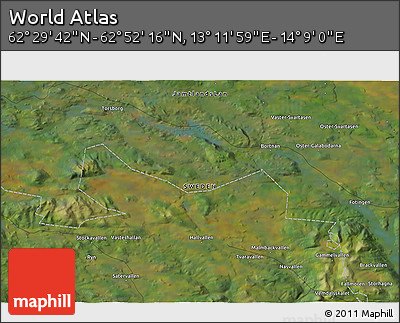 Satellite 3D Map of the Area around 62° 40' 59" N, 13° 40' 30" E