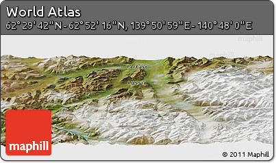 Satellite Panoramic Map of the Area around 62° 40' 59" N, 140° 19' 29" E
