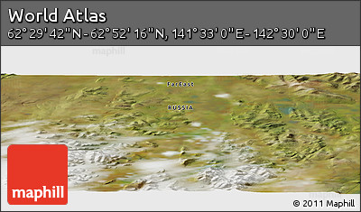 Satellite Panoramic Map of the Area around 62° 40' 59" N, 142° 1' 30" E