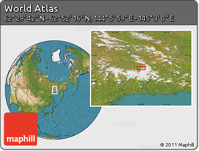 Satellite Location Map of the Area around 62° 40' 59" N, 144° 34' 29" E
