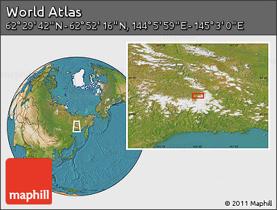 Satellite Location Map of the Area around 62° 40' 59" N, 144° 34' 29" E