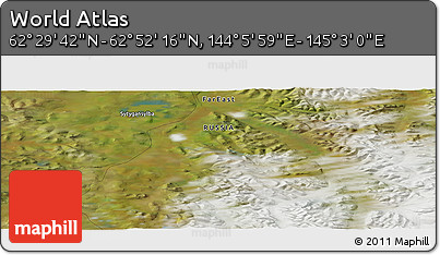 Satellite Panoramic Map of the Area around 62° 40' 59" N, 144° 34' 29" E