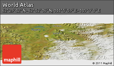Satellite Panoramic Map of the Area around 62° 40' 59" N, 144° 34' 29" E