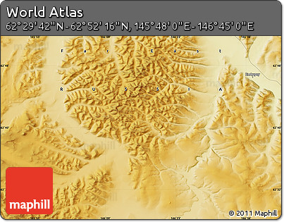 Physical Map of the Area around 62° 40' 59" N, 146° 16' 30" E