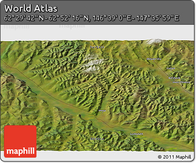 Satellite 3D Map of the Area around 62° 40' 59" N, 147° 7' 30" E
