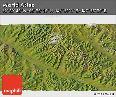 Satellite 3D Map of the Area around 62° 40' 59" N, 147° 7' 30" E
